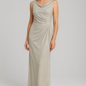 Ralph Lauren Metallic Silver Evening Gown – Size 8